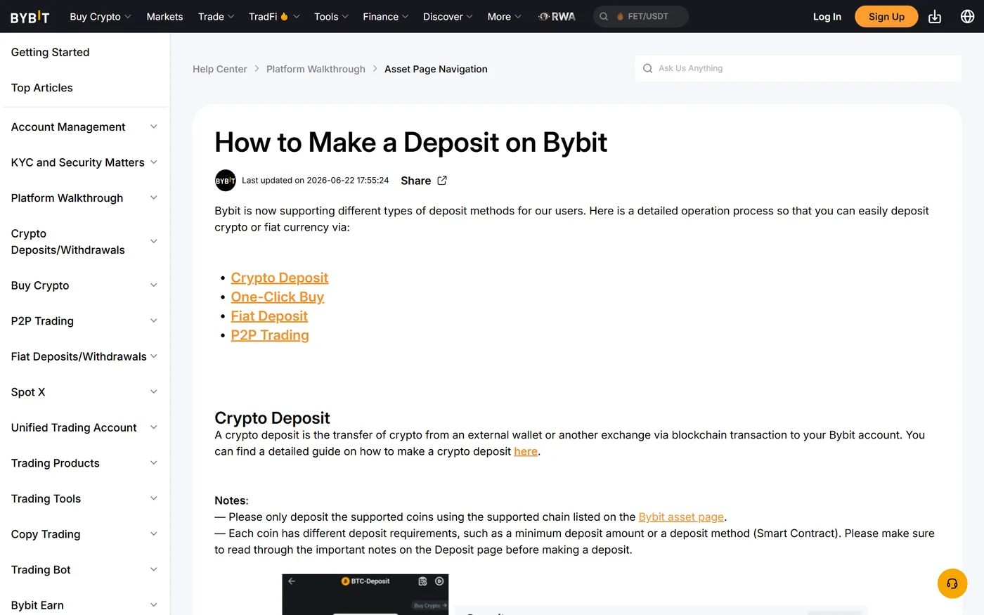 Bybit 入金完整流程（法币 + 加密货币）