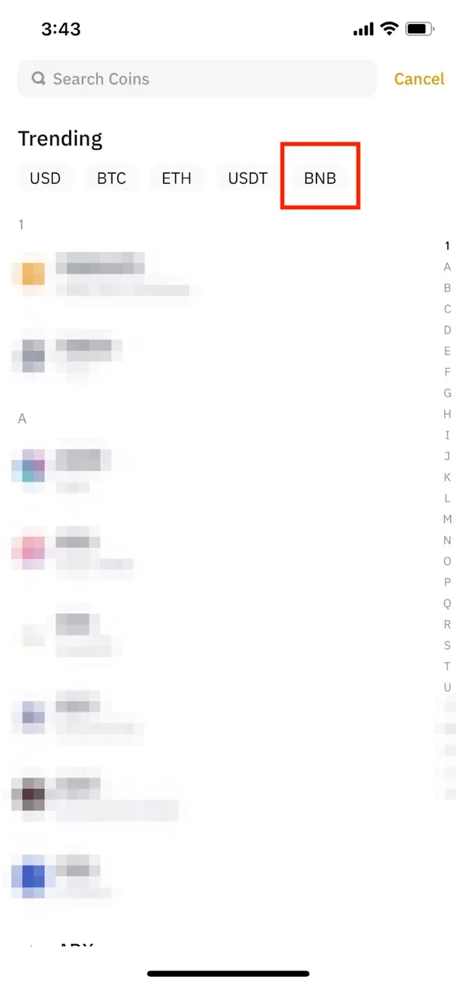 选择要充值的币种